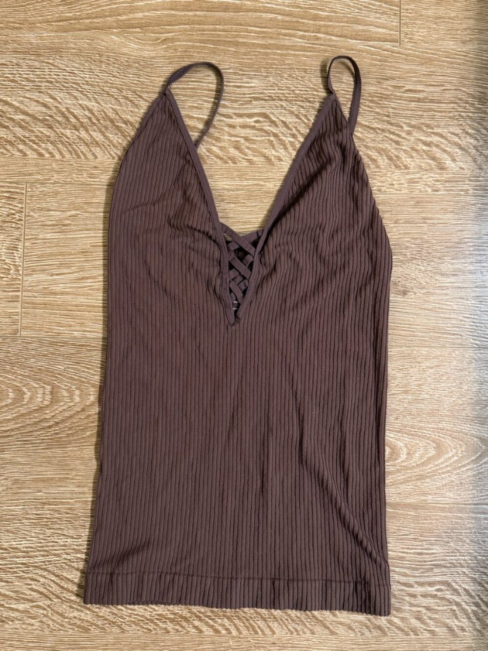 Intimately by Free People Brown Ribbed Tank Top